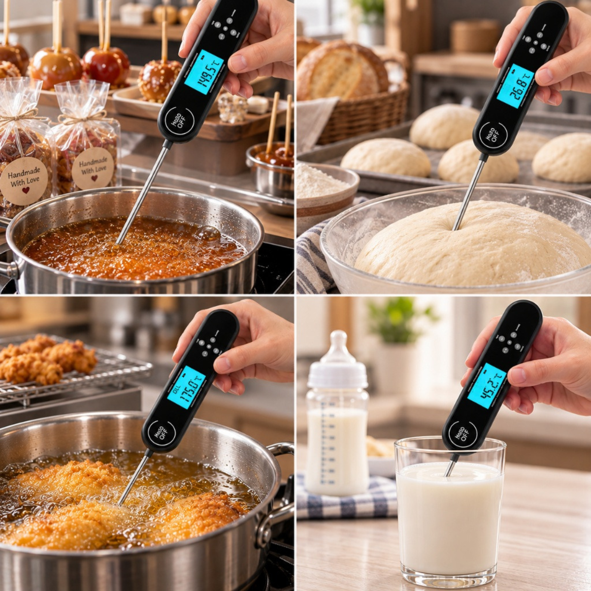 Meat Thermometer Digital Instant Read with Voice and Color Backlight
