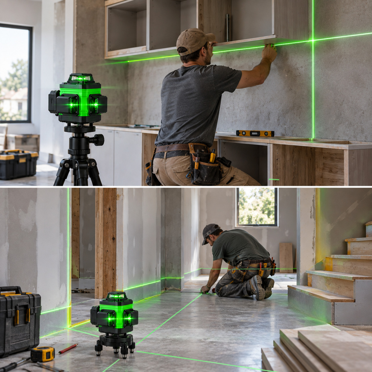 Laser Level Self Leveling with 4D Green Lines and Remote Control