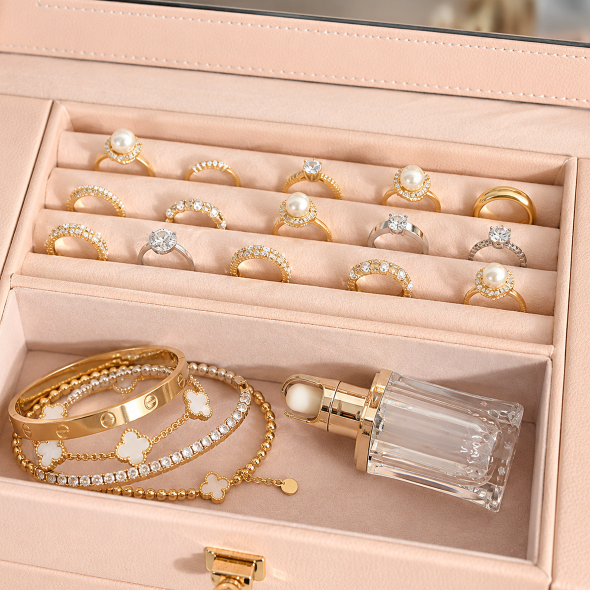 Jewelry Box for Women Large 6 Layer with Mirror and Necklace Organizer